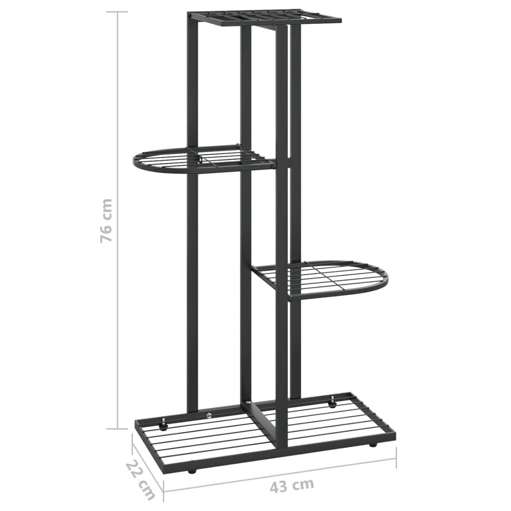 Space-saving metal plant display rack for pots