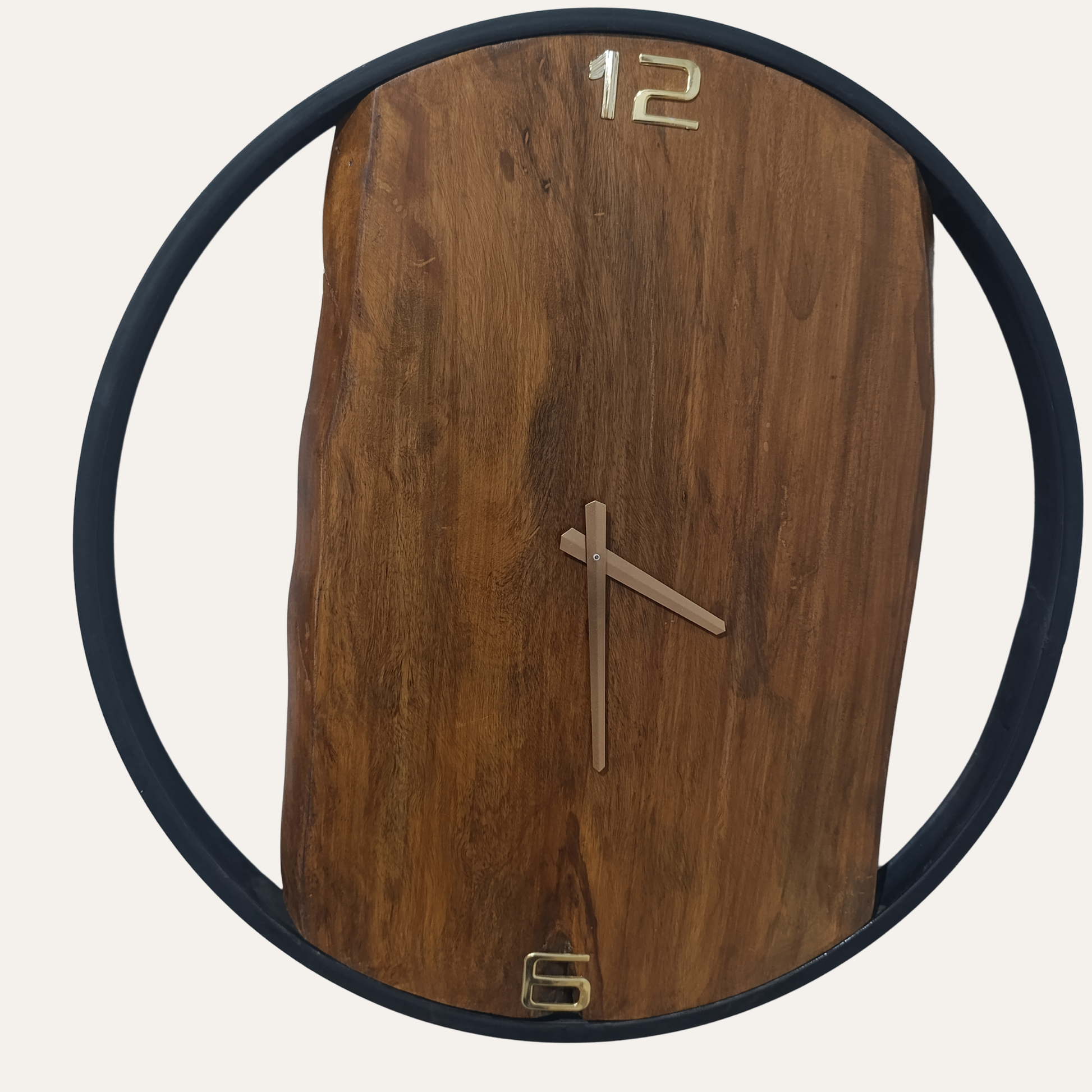 Elegance in Time Sheesham Wood Wall Clock displayed on wall – Stylish and natural décor by Adaptivo Furniture
