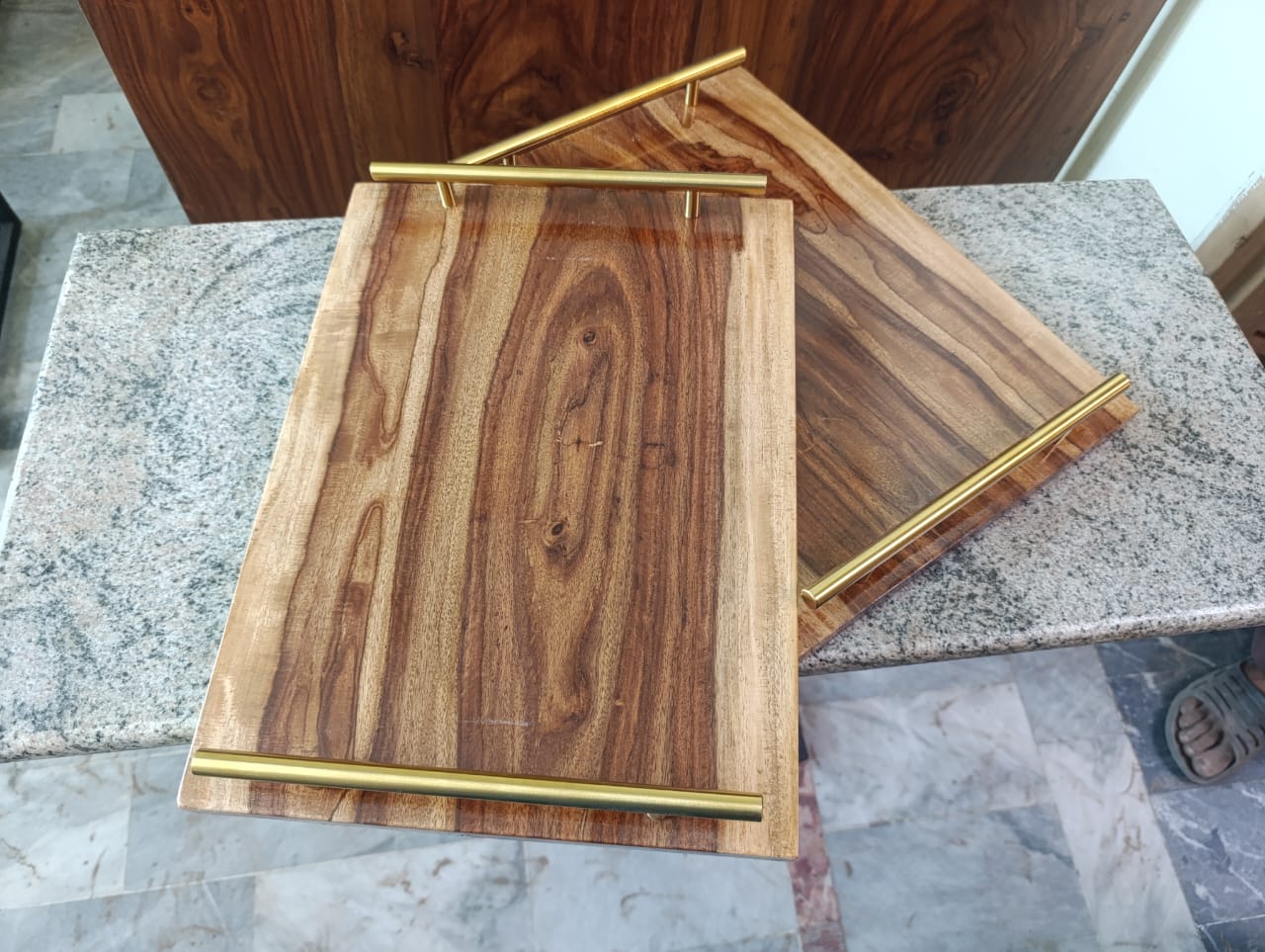 Elegant lifestyle wooden serving tray for home and kitchen decor