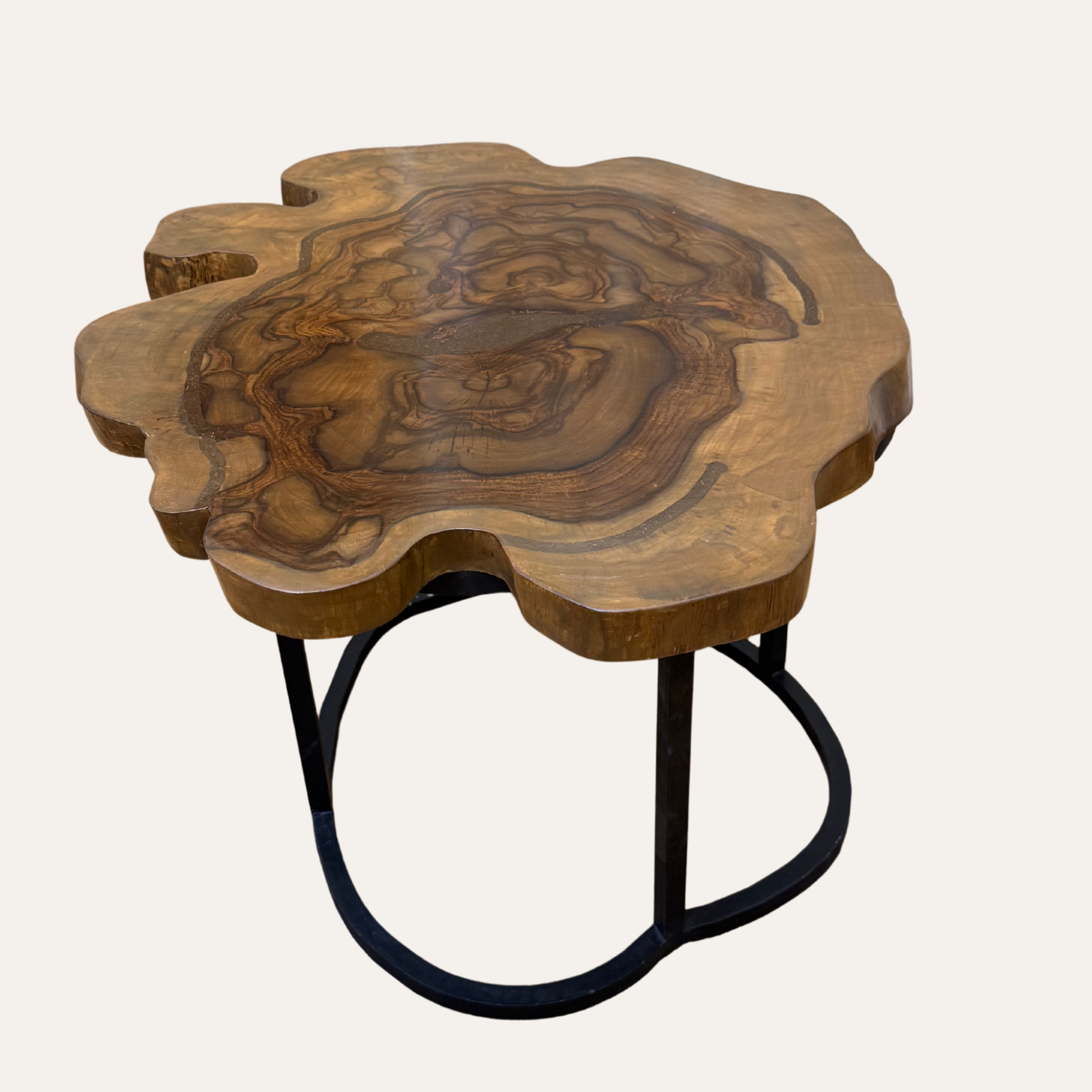 Handcrafted Sheesham Wood Central Table – Live Edge Modern Design | Adaptivo Furniture