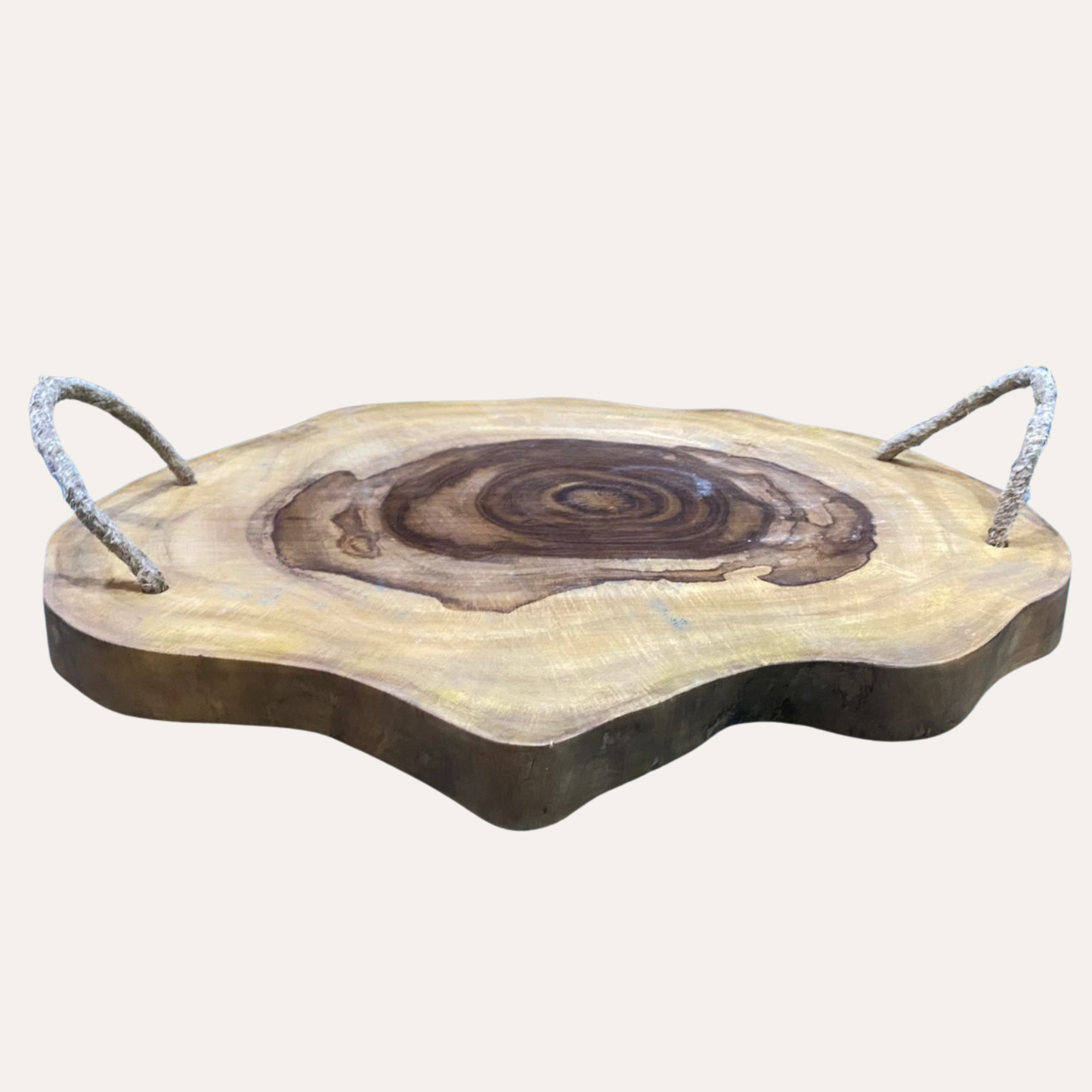 Handcrafted Sheesham Wood Serving Tray – Rustic Live Edge Design | Adaptivo Furniture