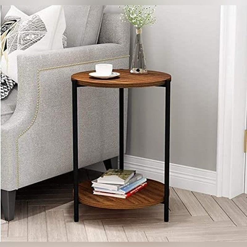 Handcrafted wooden side table with strong iron frame