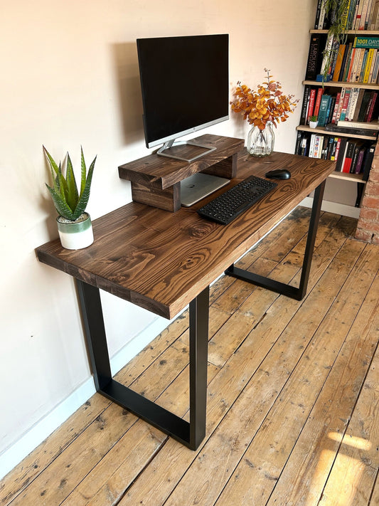 Rusti Sheesham Wooden Desk | Handmade Solid Wood Office Desk | Chunky Computer Desk