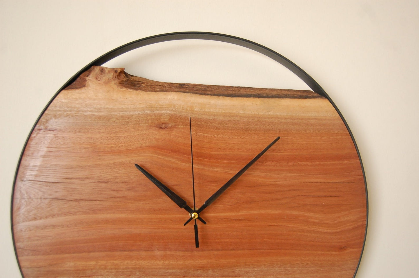 Handmade Eucalyptus Wall Clock with Metal Frame
