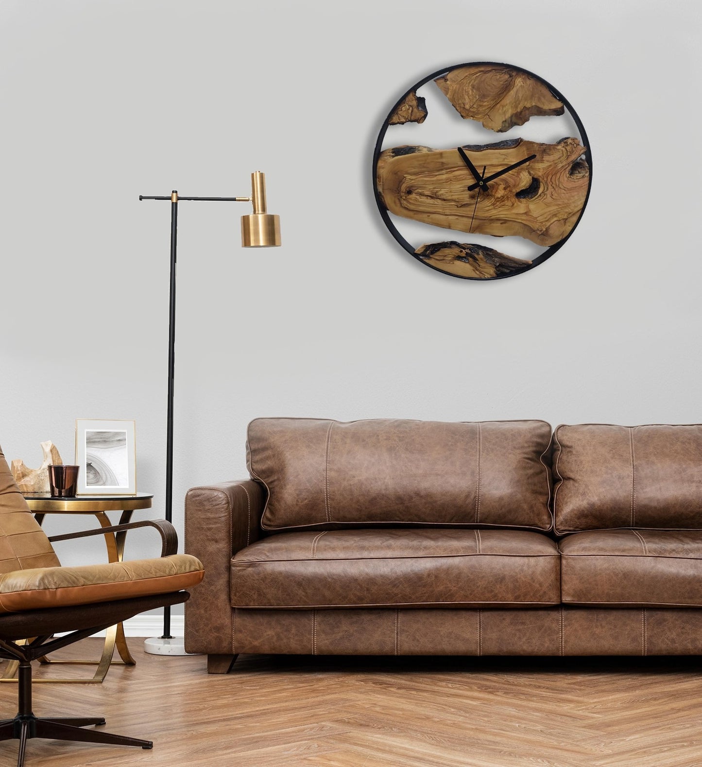 Custom Made Metal & Sheesham Wood  Wall Clock