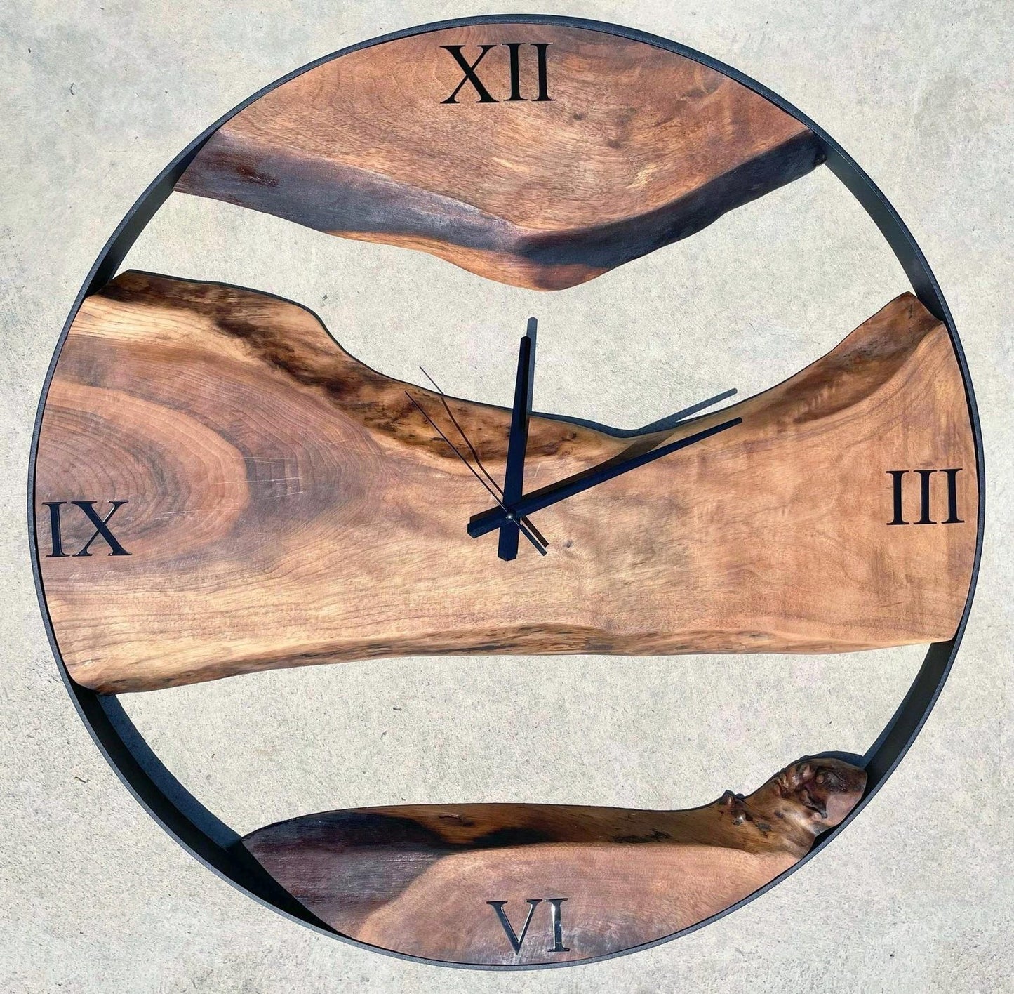 Black Roman Numeral Dark Sheesham Wall Clock