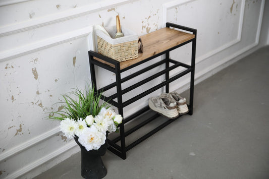 Shoe storage for hallway home, 2 tier shoe bench