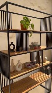 Industrial Metal & Wood Open Bookshelf – 4 Tier Display Rack