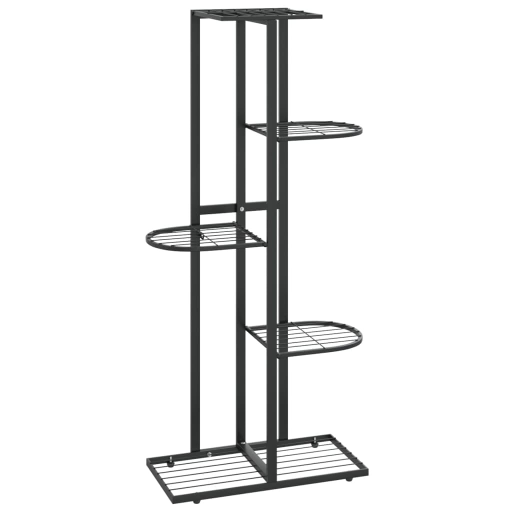 Durable black iron plant rack with multiple shelves