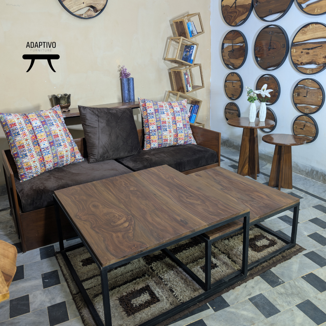 Adaptivo Sheesham wood square nesting center table