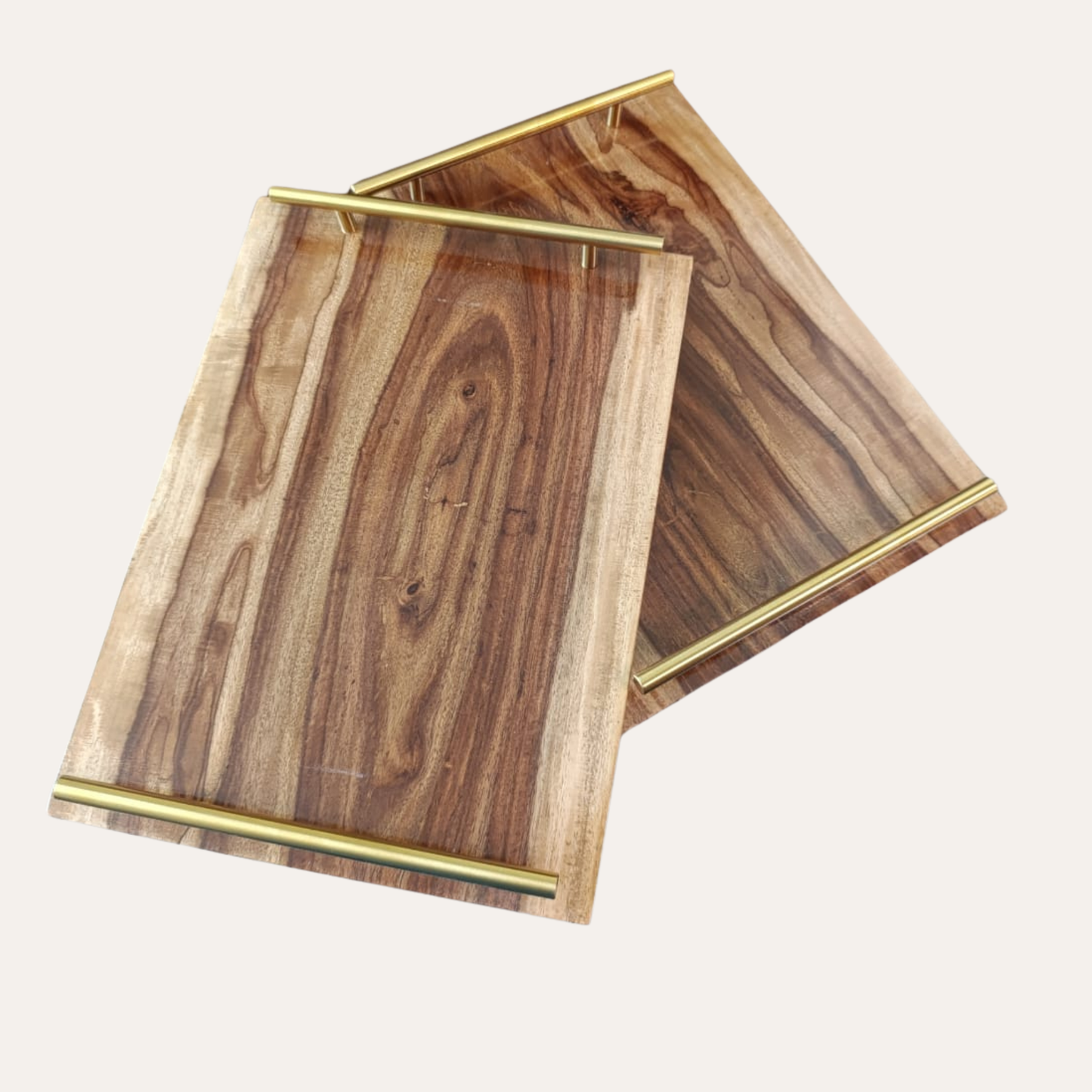 Wooden serving tray styled with cups and breakfast setup – Adaptivo Furniture