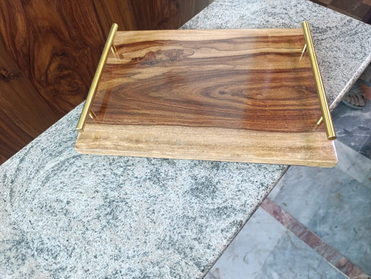 Front view of lifestyle wooden serving tray – Adaptivo Furniture