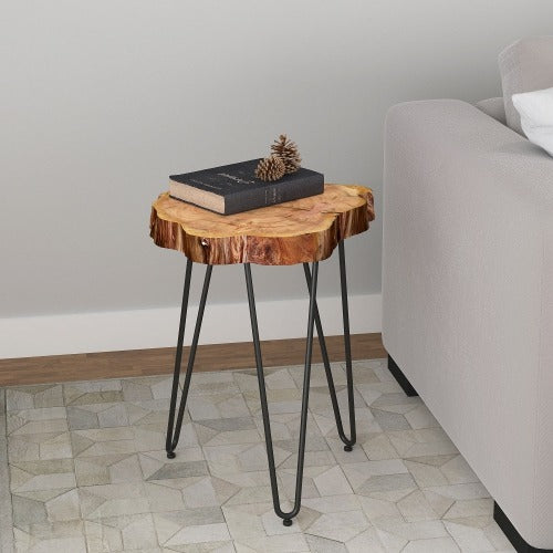 Rustic Charm Live Edge Coffee Table – Natural Sheesham Wood Top