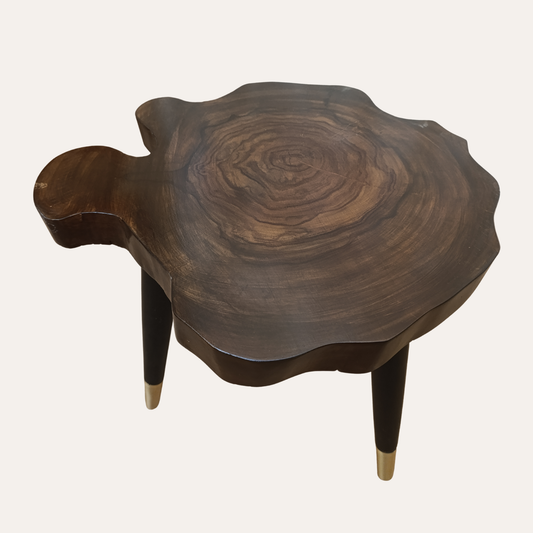 Live Edge Sheesham Nesting Tables – Set of 3 | Solid Wood with Brass Detail | Adaptivo Furniture