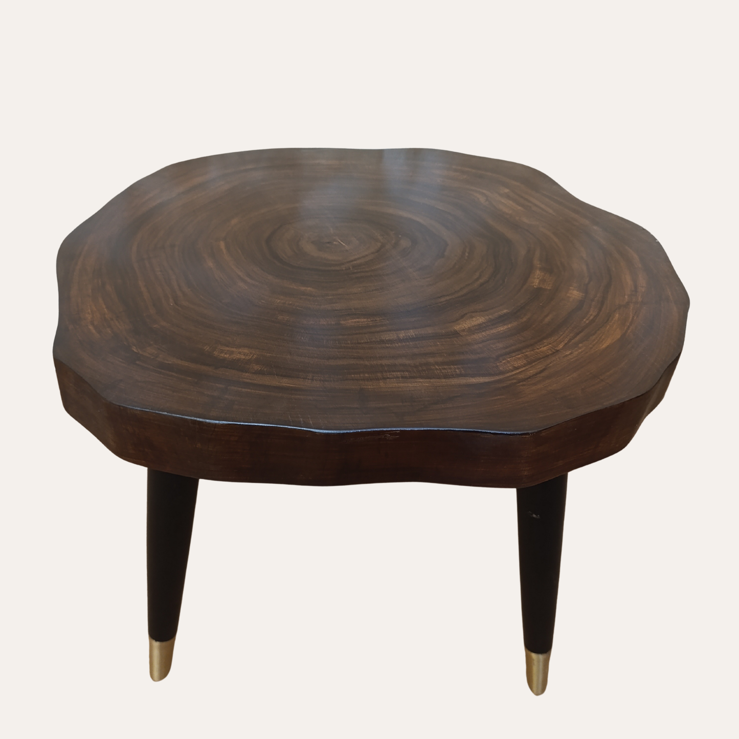 Handcrafted Live Edge Coffee Tables – Sheesham Wood Top & Legs with Golden Brass Ends | Adaptivo Furniture