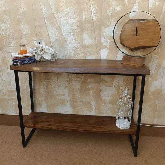 Custom Rustic Live Edge Console Table – Solid Sheesham Wood