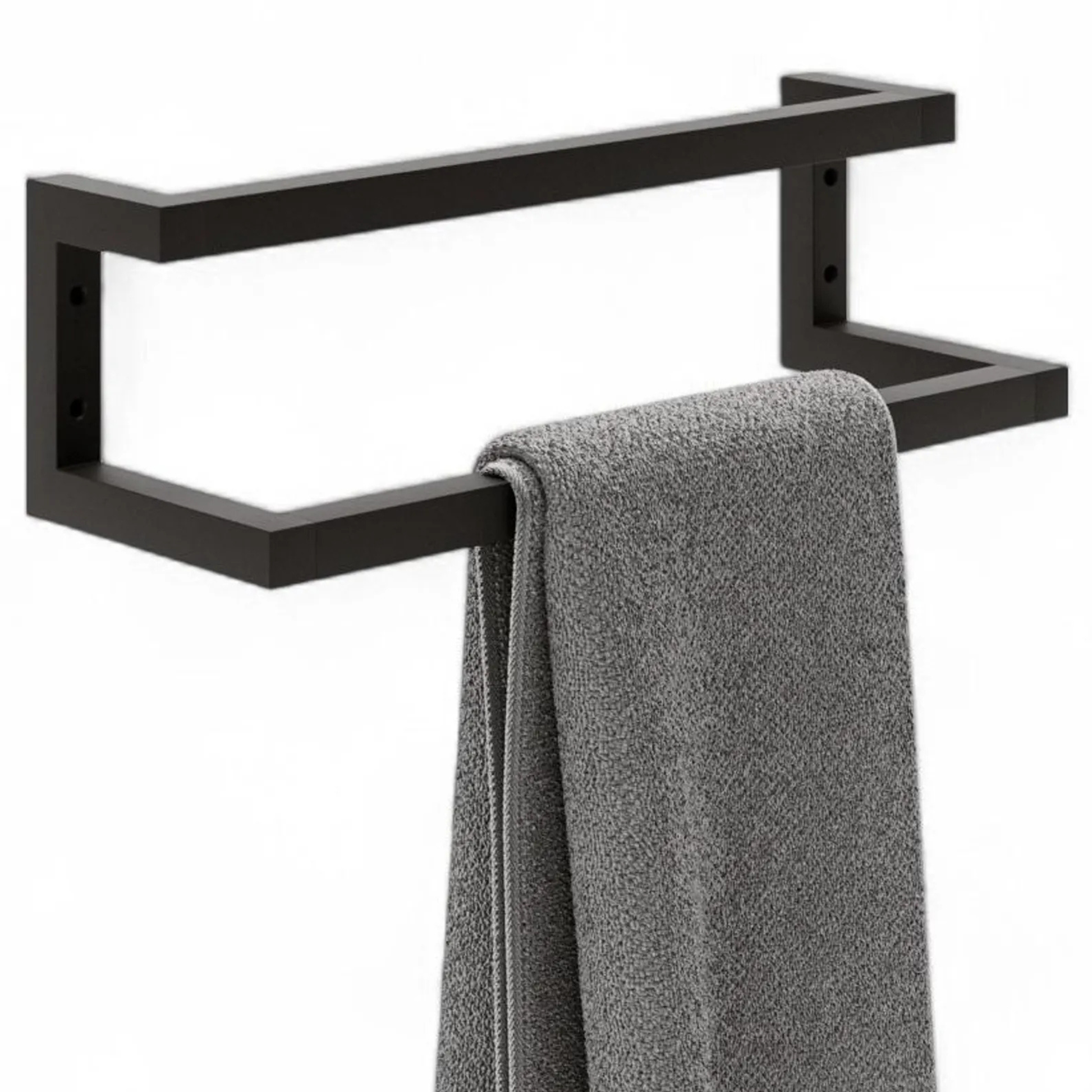 Loft Black Bathroom Towel Rack – Large Double Bar Towel Holder by Adaptivo Furniture