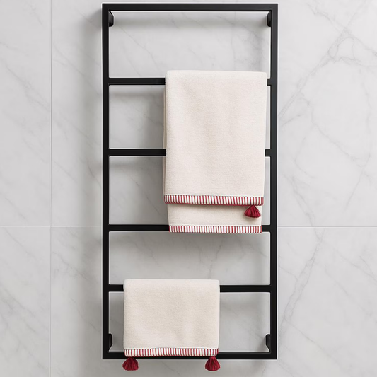 Matte Black Metal Towel Ladder Rack – Minimalist Bathroom Organizer by Adaptivo Furniture