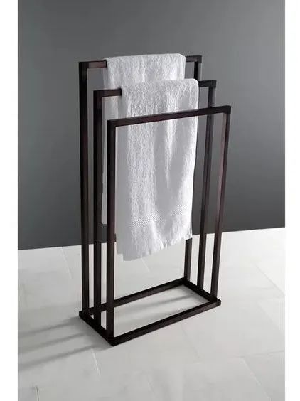 Front view of 3 tier metal towel stand for bathroom – Adaptivo Furniture