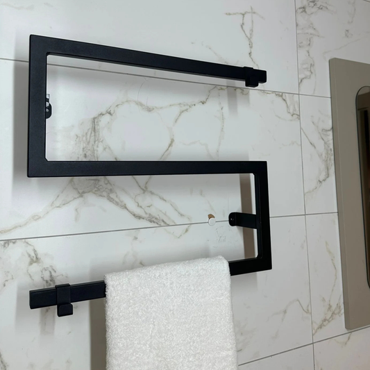 Modern Black Metal Towel Organizer – Bath & Hand Towel Holder by Adaptivo Furniture
