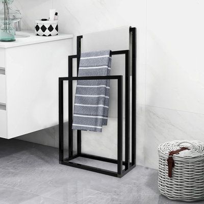 Modern freestanding 3 tier metal towel stand – Adaptivo Furniture
