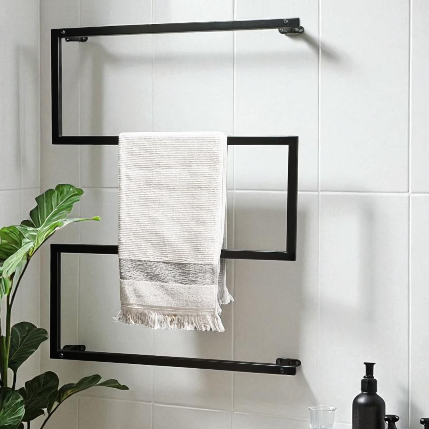 Modern Wall Mounted Metal Towel Rack – Minimalist Bathroom Organizer by Adaptivo Furniture