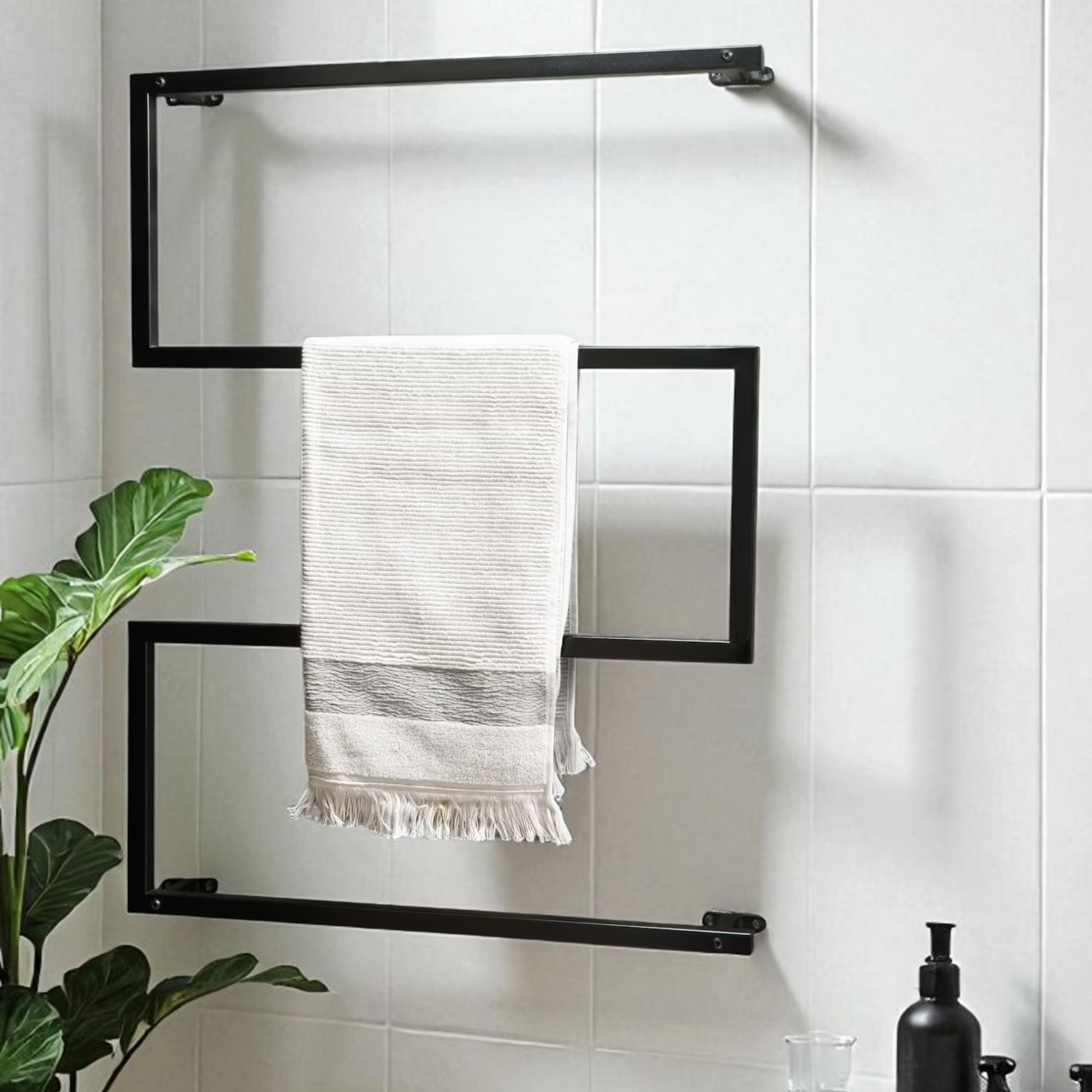 Modern Wall Mounted Metal Towel Rack – Minimalist Bathroom Organizer by Adaptivo Furniture