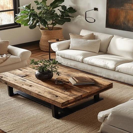 Rustic sheesham wood Plank Central Table