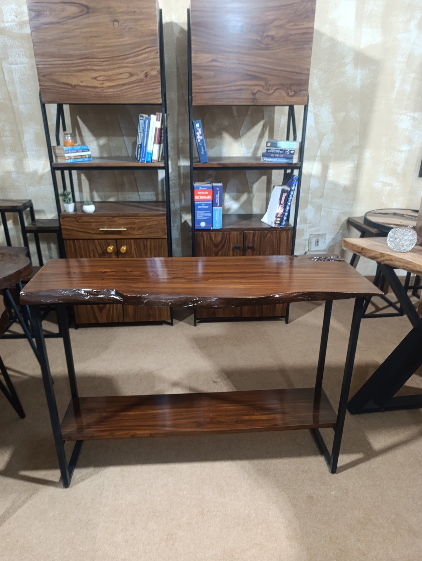 Custom Rustic Live Edge Console Table – Solid Sheesham Wood Entryway Table by Adaptivo Furniture