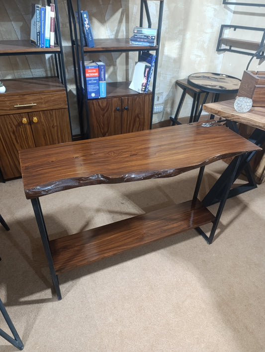 Custom Rustic Live Edge Console Table – Solid Sheesham Wood Entryway Table by Adaptivo Furniture