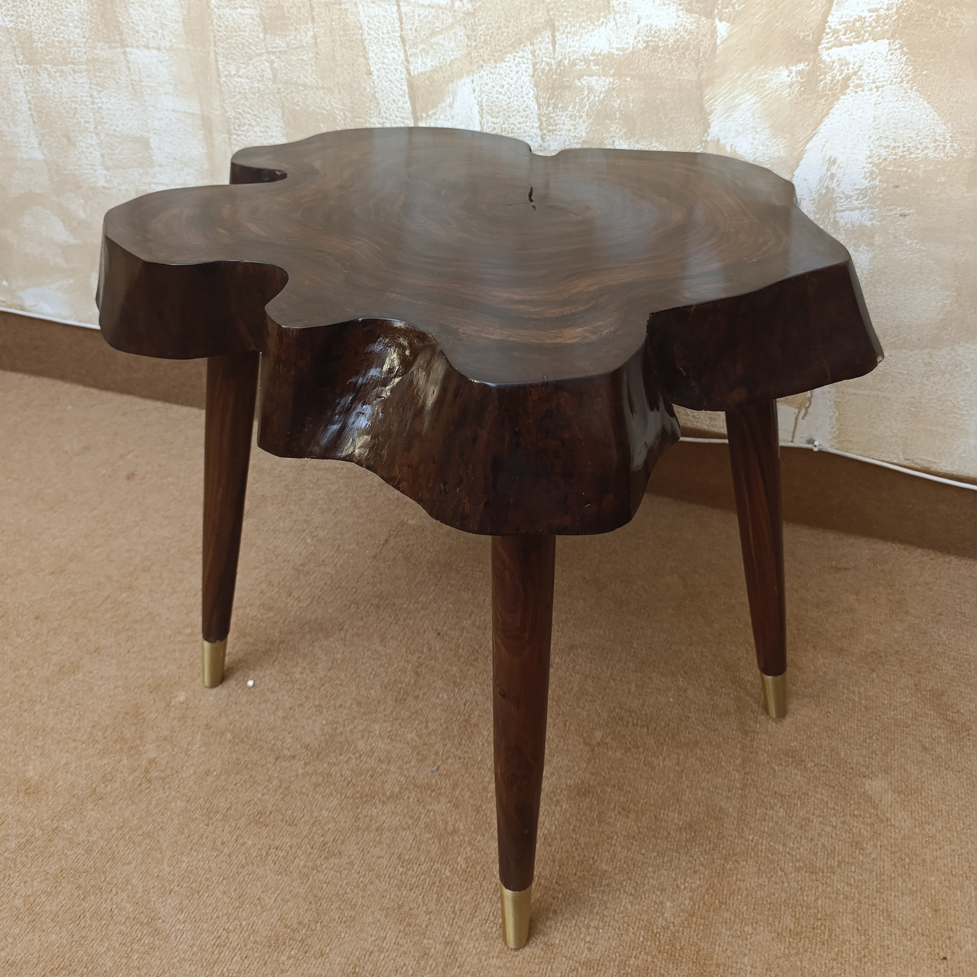 Rustic Live Edge Sheesham Wood Coffee Table by Adaptivo Furniture