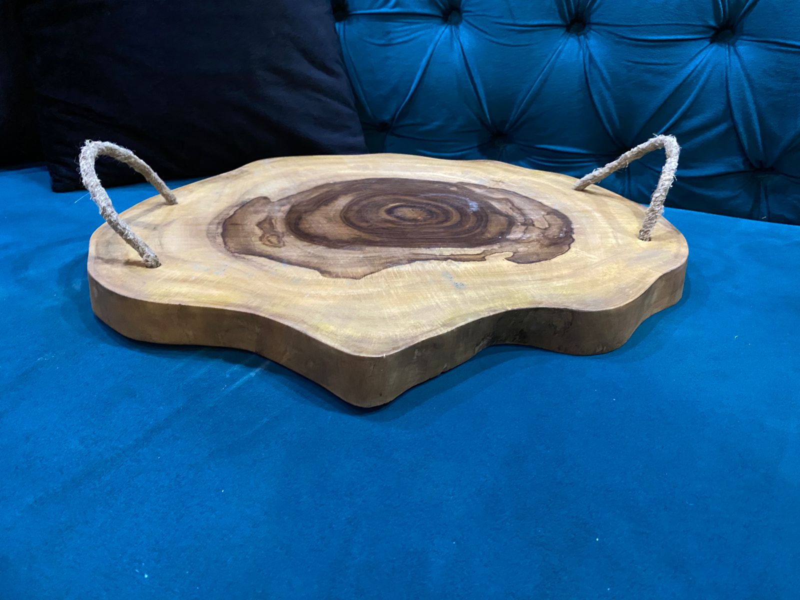 Rustic Sheesham wood live edge tray for serving and decor