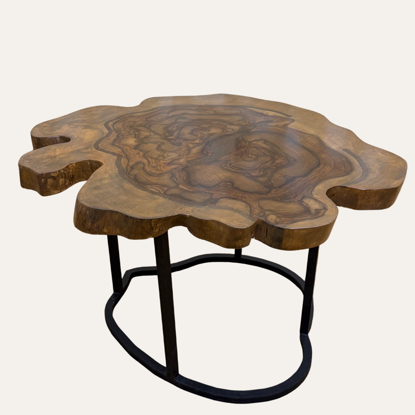 Sheesham Live Edge Central Table – Solid Wood Natural Finish | Adaptivo Furniture