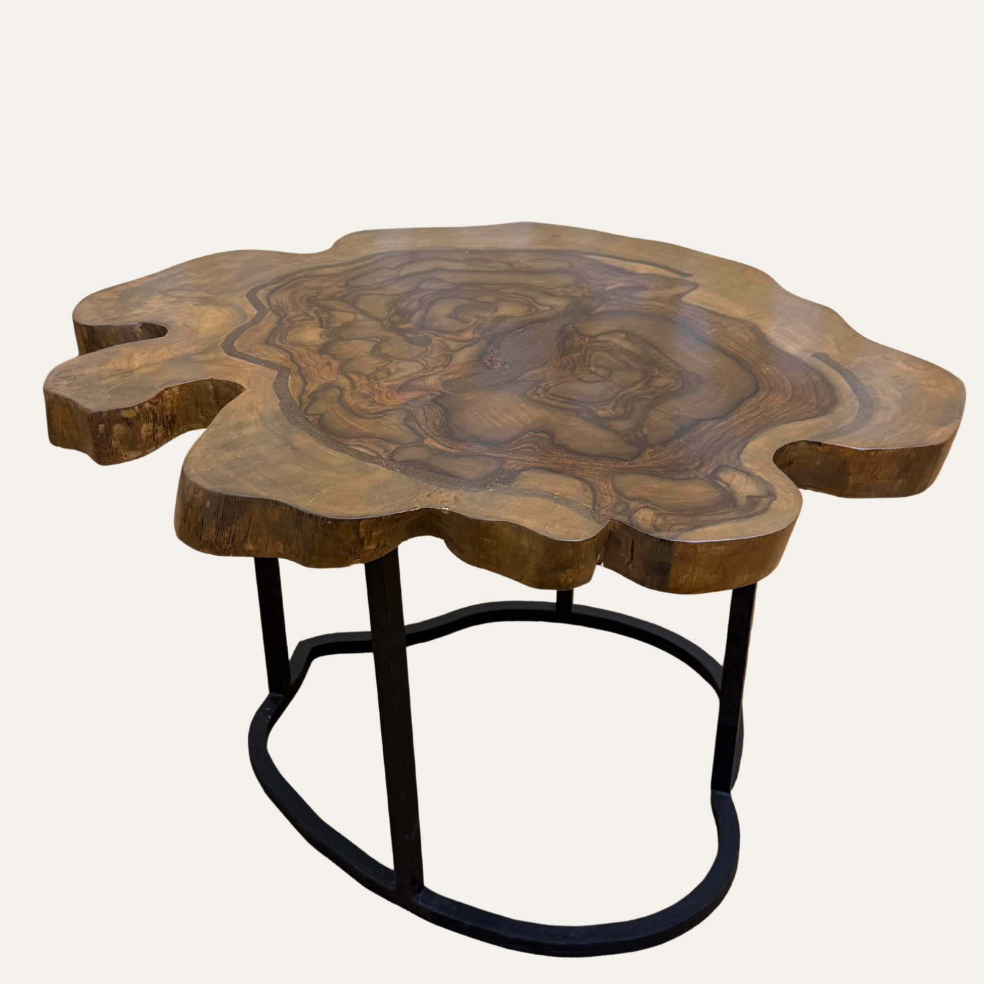Sheesham Live Edge Central Table – Solid Wood Natural Finish | Adaptivo Furniture
