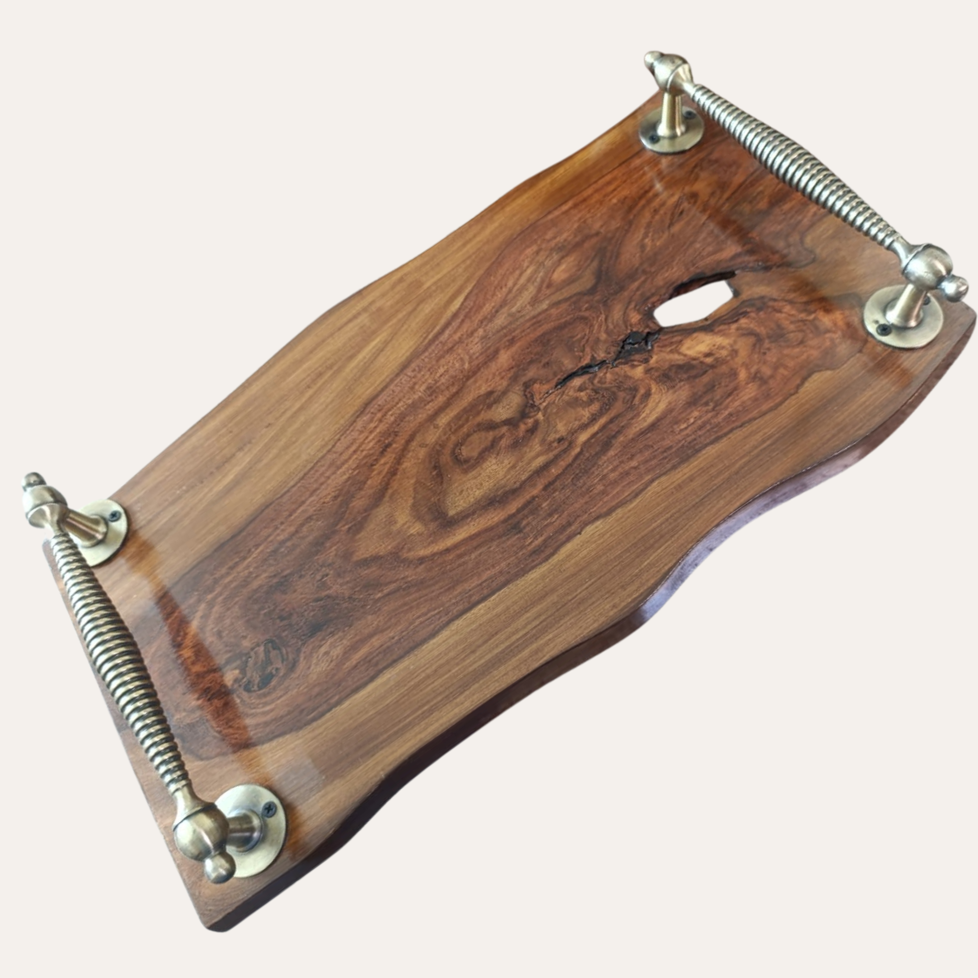 Sheesham Serving Tray with Handles – Handcrafted Solid Wood Design | Adaptivo Furniture