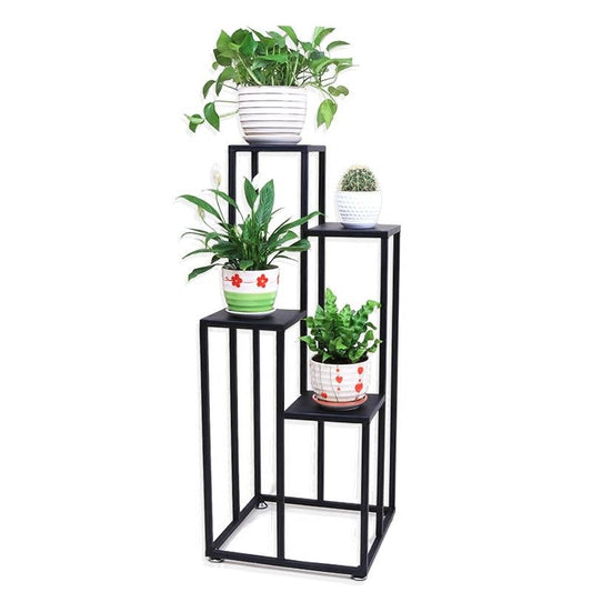 Sheesham wood and iron flower pot display stand – Adaptivo