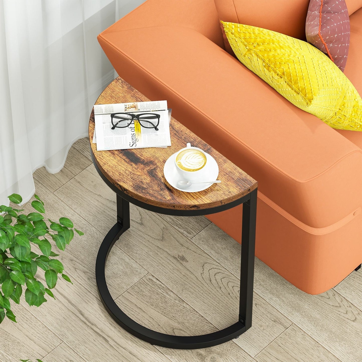 Small half round coffee table for living room or garden
