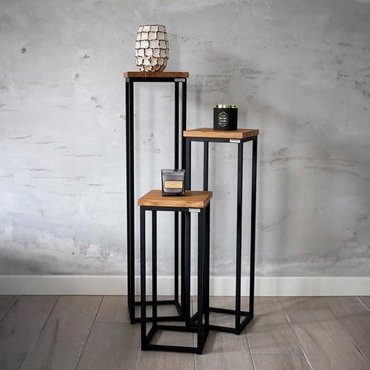 Front angle of decorative Sheesham wood flower stand for home décor