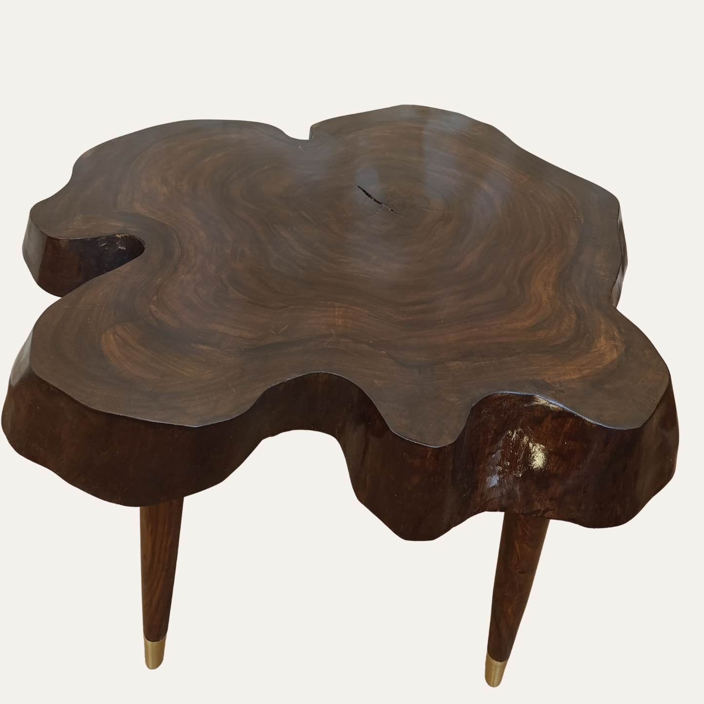 Solid Sheesham Wood Side Table with Natural Live Edge Design