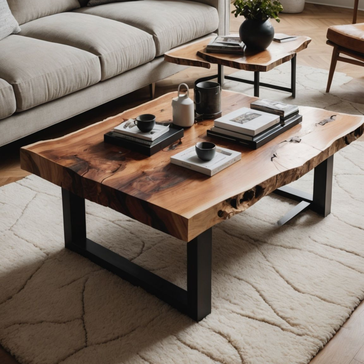 Live Edge Central Table – Natural Wood Elegance – Adaptivo Furniture