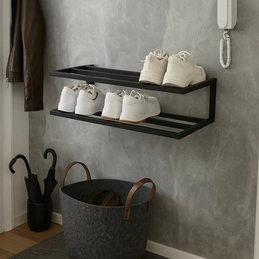 Wall Mounted Shoe Rack – Metal Floating Shoe Shelf by Adaptivo Furniture