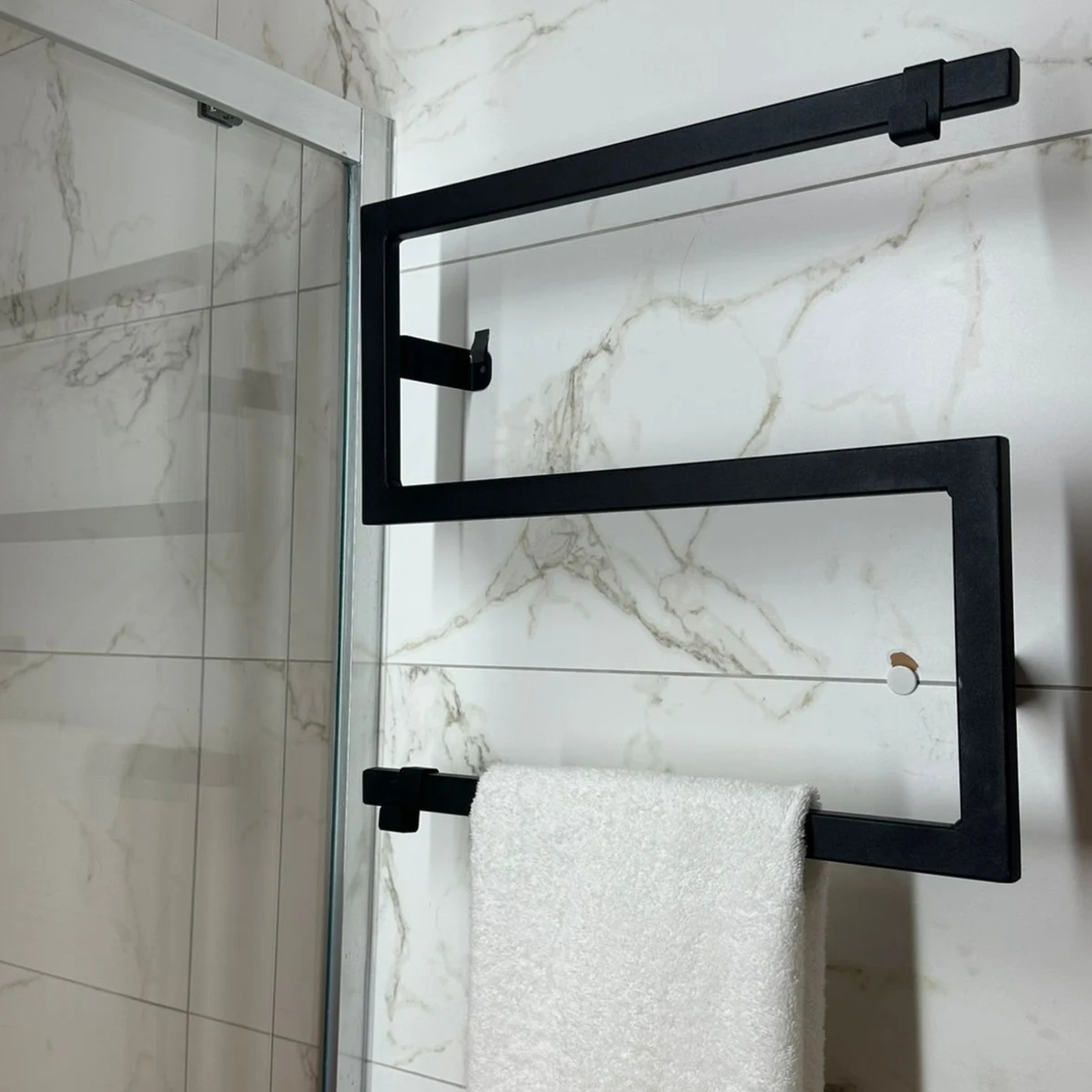 White Modern Metal Towel Holder – Bathroom & Hand Towel Organizer by Adaptivo Furniture