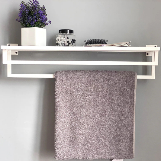 White Wall Mount Metal Towel Rack – Stylish Bathroom Organizer by Adaptivo Furniture